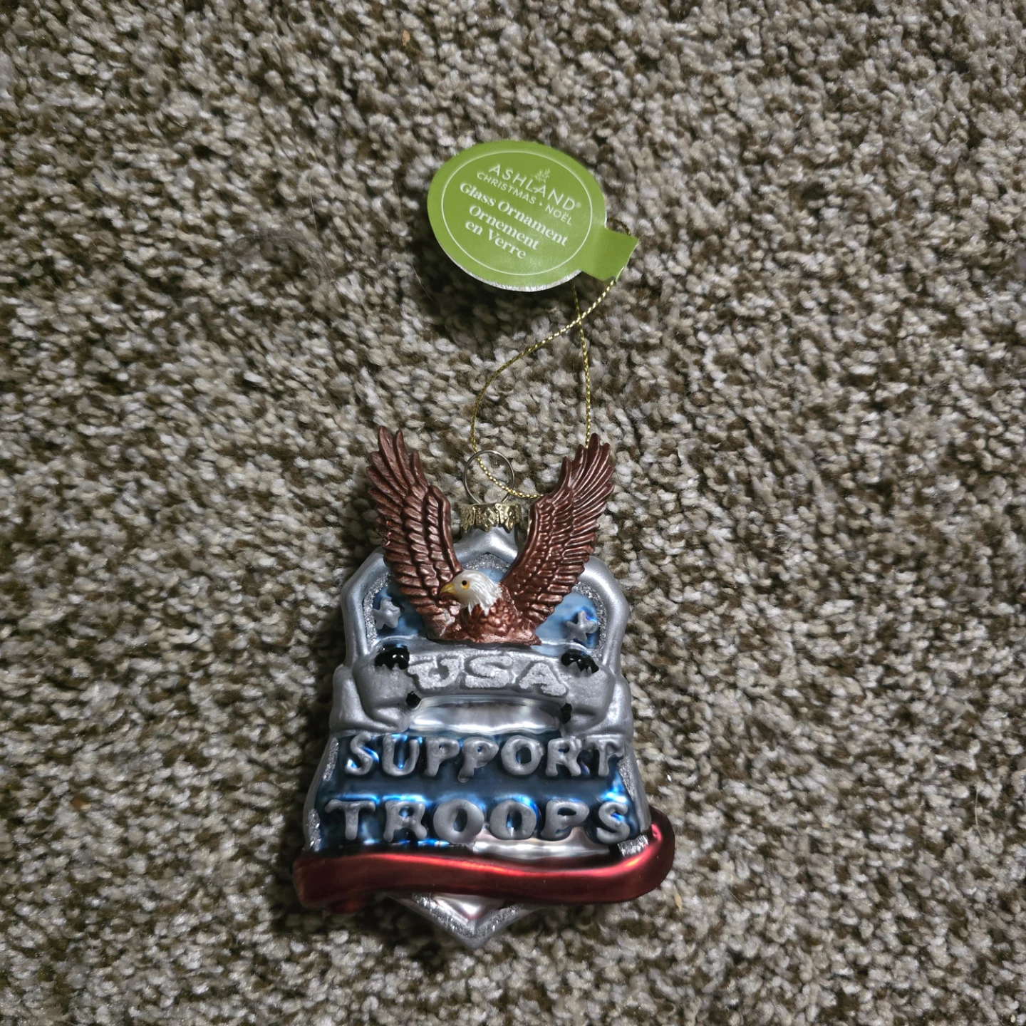 Ashland Glass USA Support Troops Christmas Ornament
