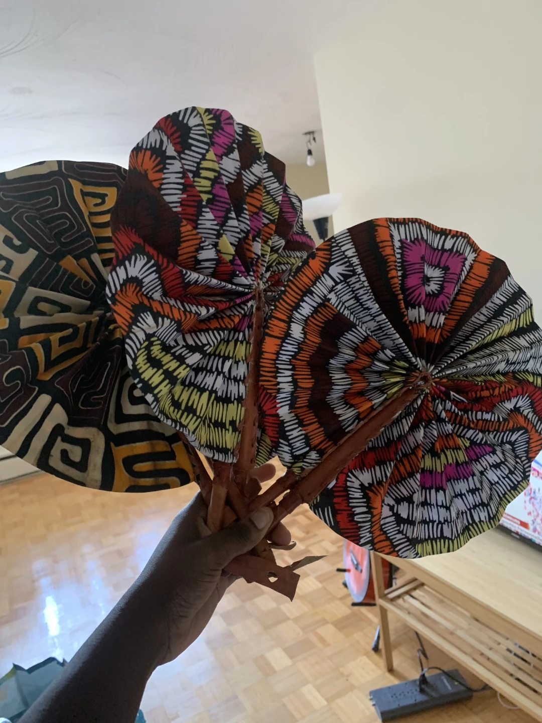 Set of 4 African Print Folding Hand Fans - photo 2