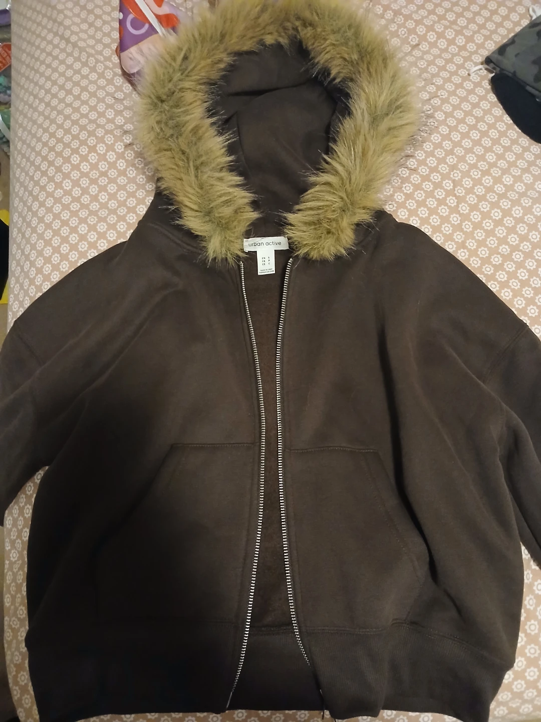 Urban planet Brown Fleece Fur hoodie - photo 2