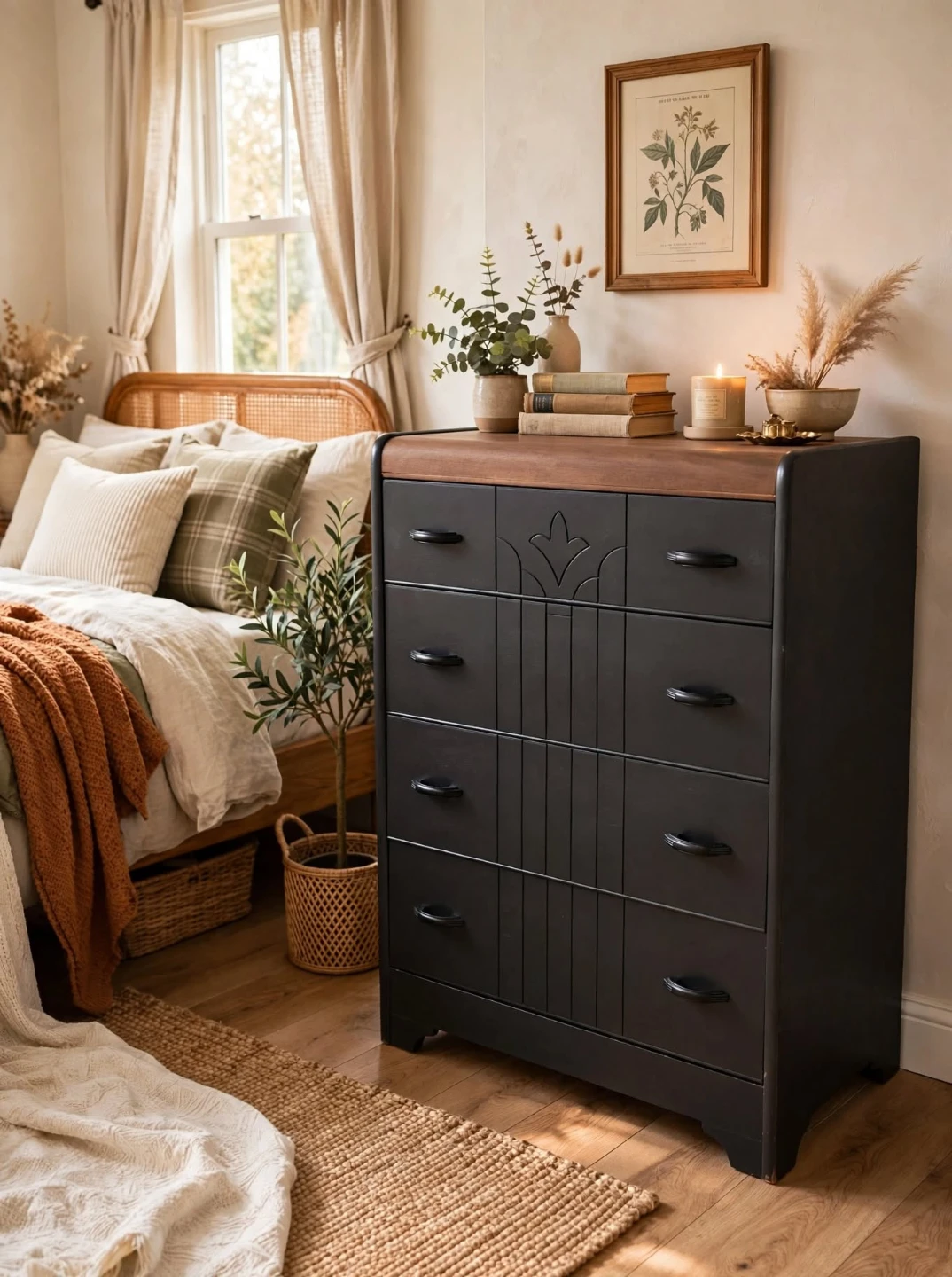Vintage Art Deco Waterfall Four-Drawer Dresser