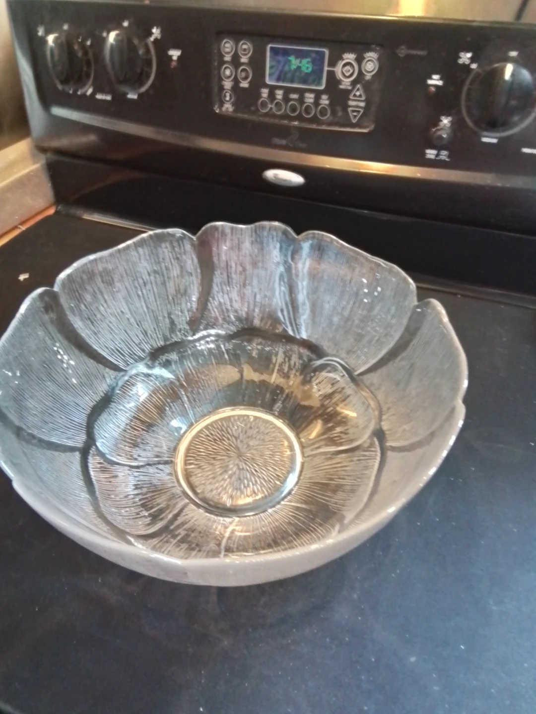 Vintage Arcoroc France "Fleur" Clear Glass 12x6" Deep Punch Bowl