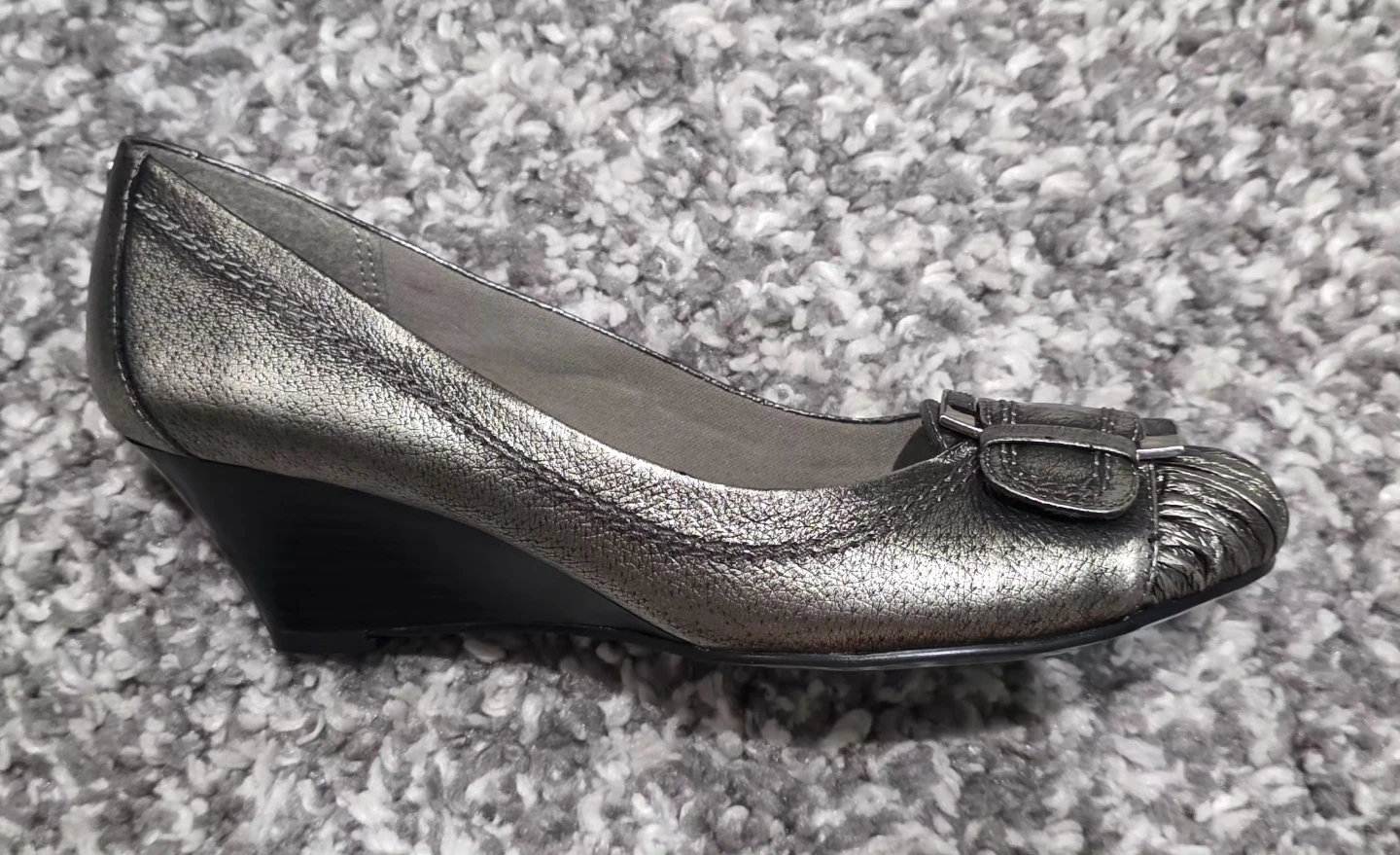 Andrew Geller Ocean Wedge Shoes, Pewter, Size 9.5 - photo 3