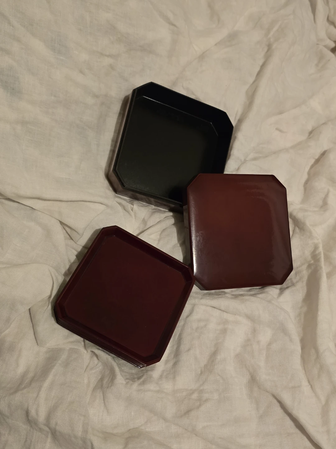 🏈 Set of 5 Japanese Lacquerware Mini Trays Vintage