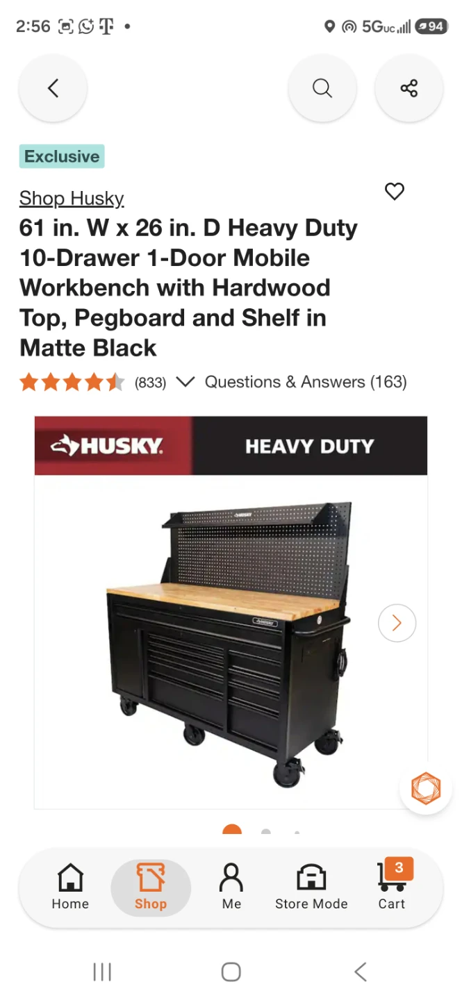 New Husky 61 in. 10-Drawer Mobile Workbench - Matte Black