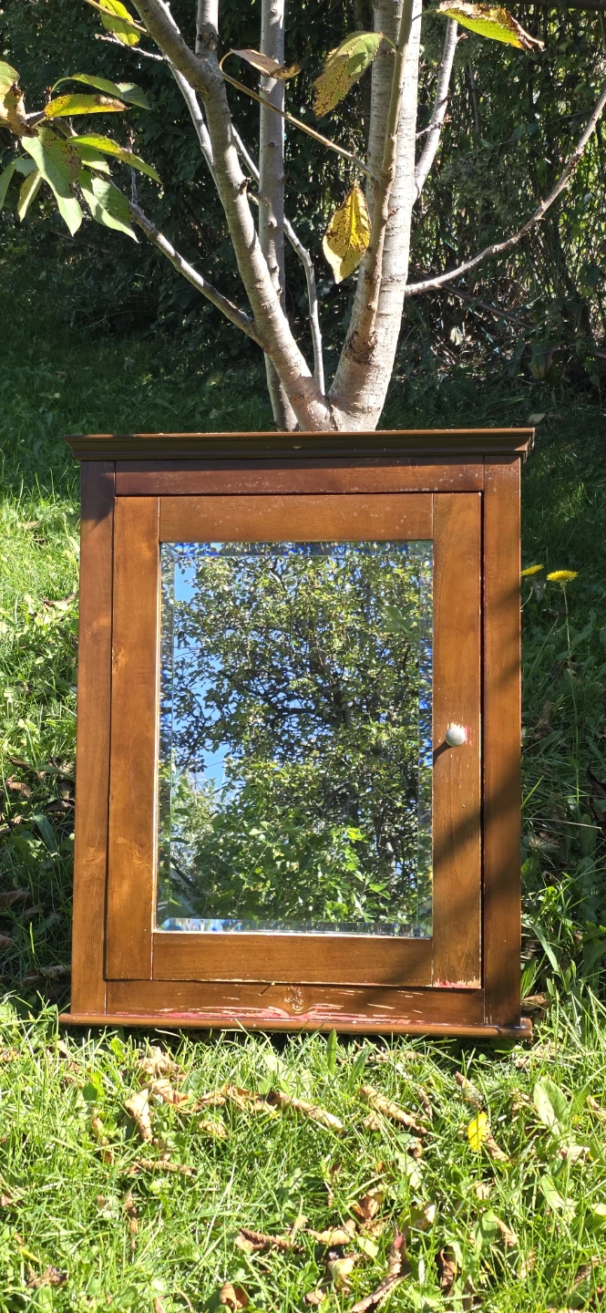 Wooden Medicine Cabinet with Mirror - photo 2