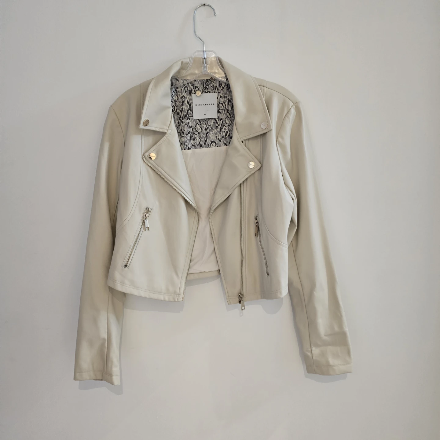 Rino & Pelle Off-White Faux Leather Jacket - Size 40
