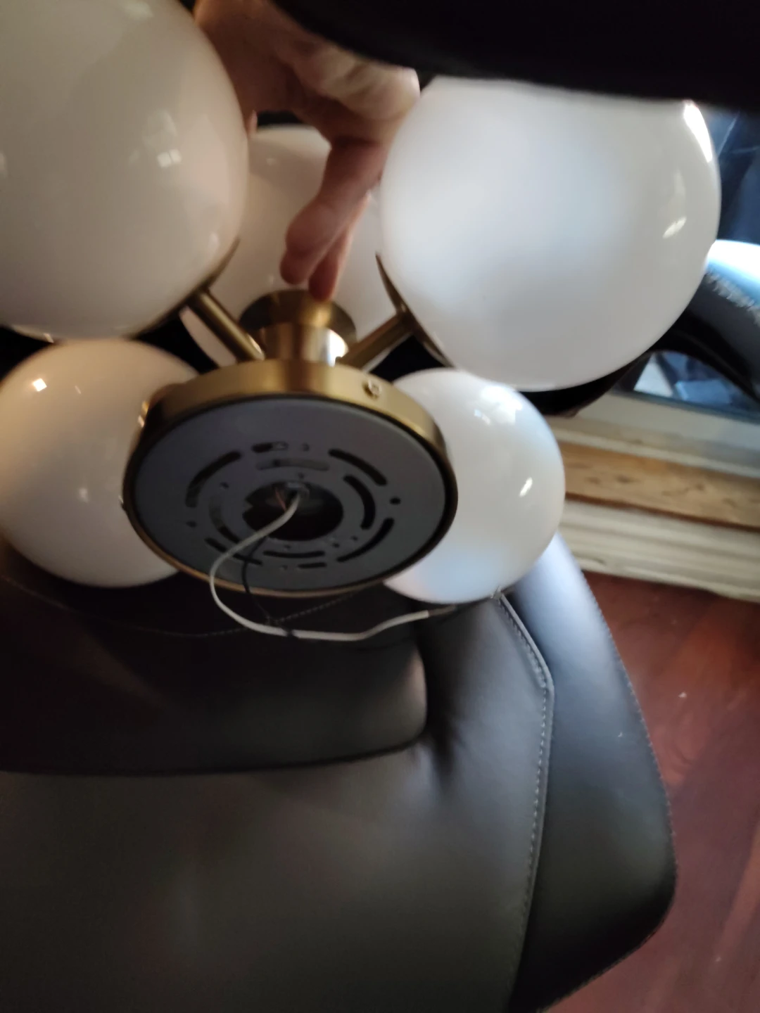 5-Light Brass Globe Ceiling Fixture - photo 3