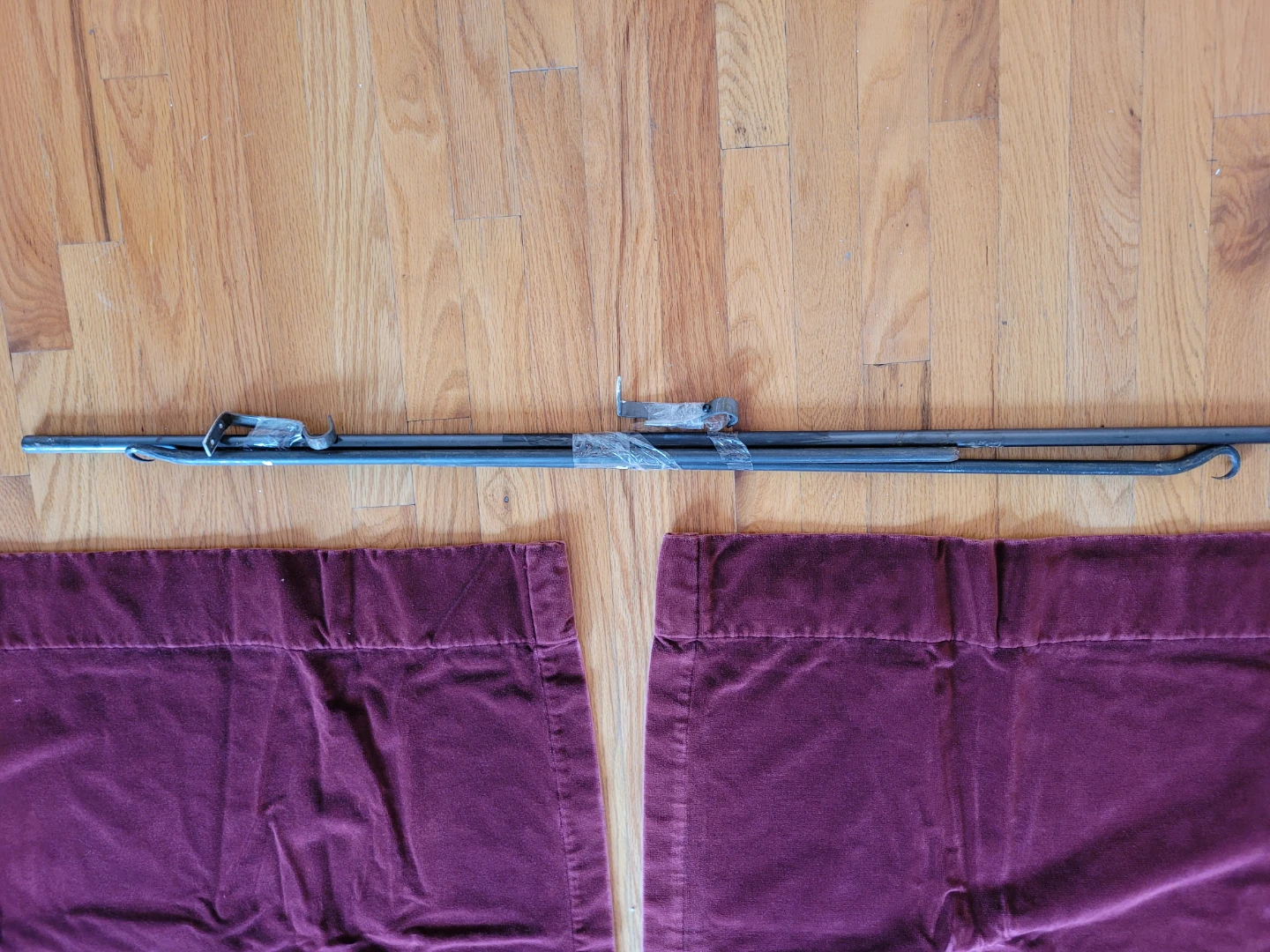 Pair of Pottery Barn Burgundy Velvet Curtains with Rods - photo 5