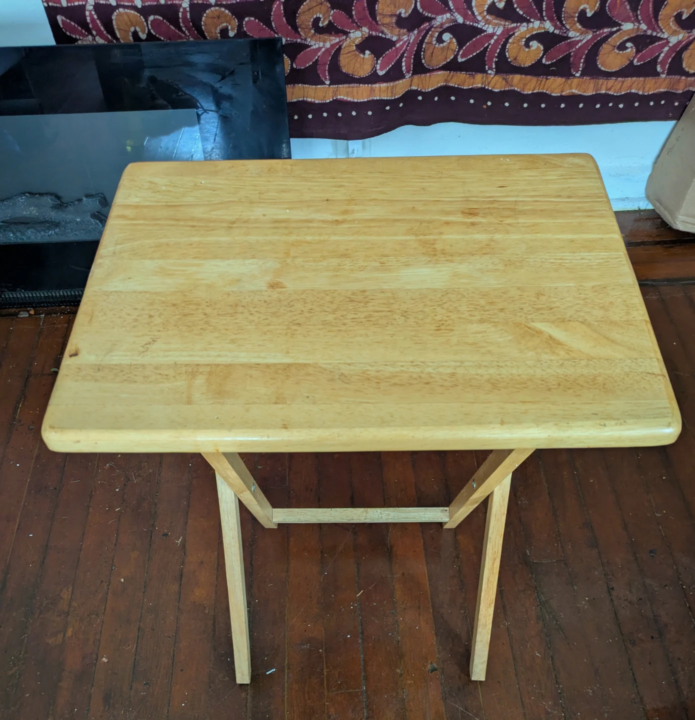 Natural Wood Folding TV Tray Table