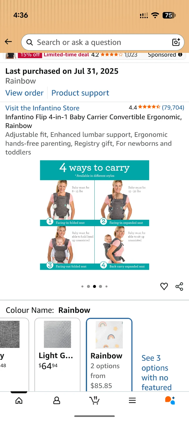 Infantino Flip 4-in-1 Baby Carrier - Rainbow - photo 2