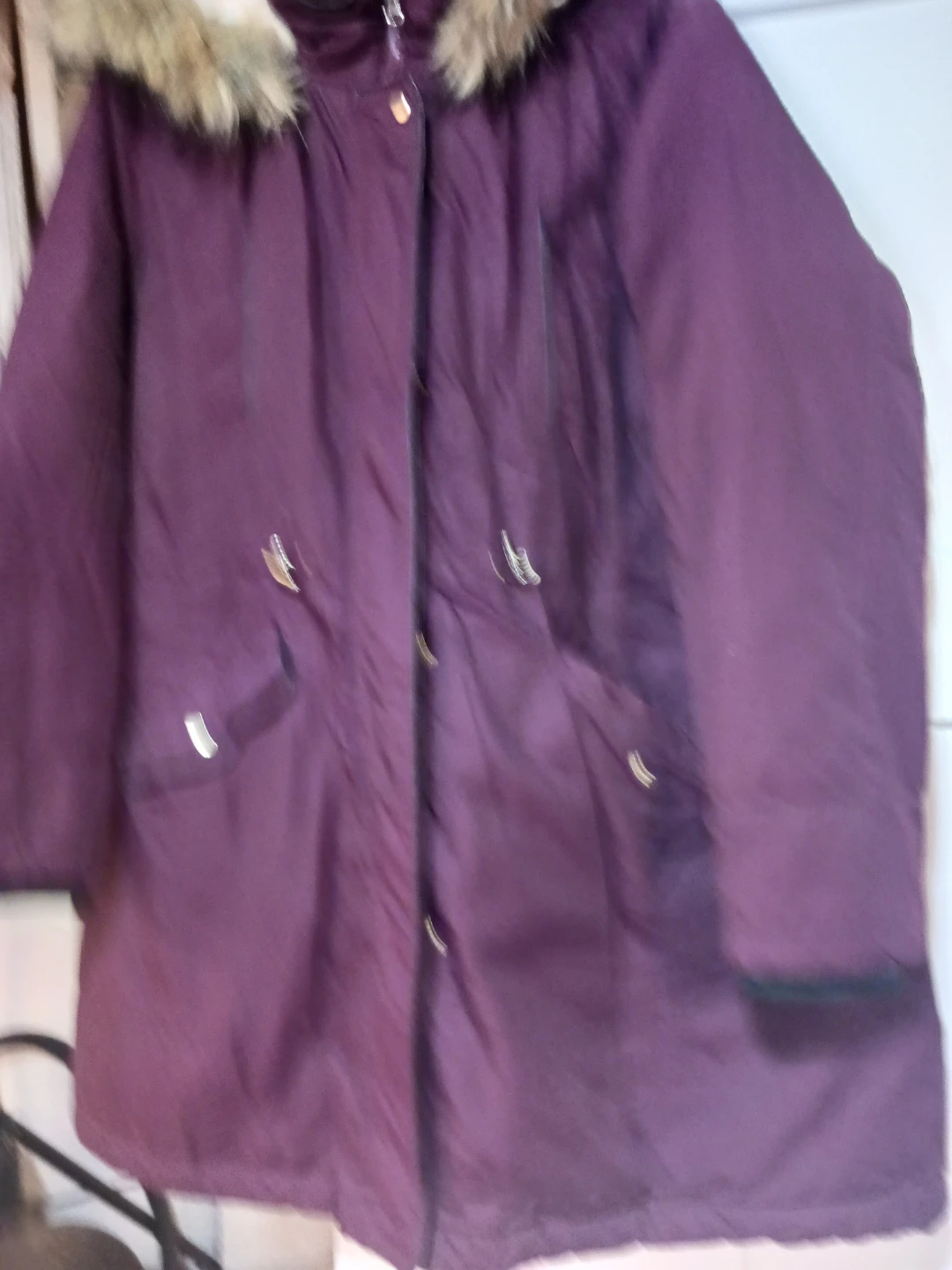 Purple Women's Winter Parka with Faux Fur Hood - photo 2