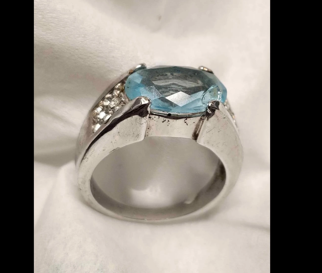Faux Aquamarine and Diamond gold plate ring - photo 2