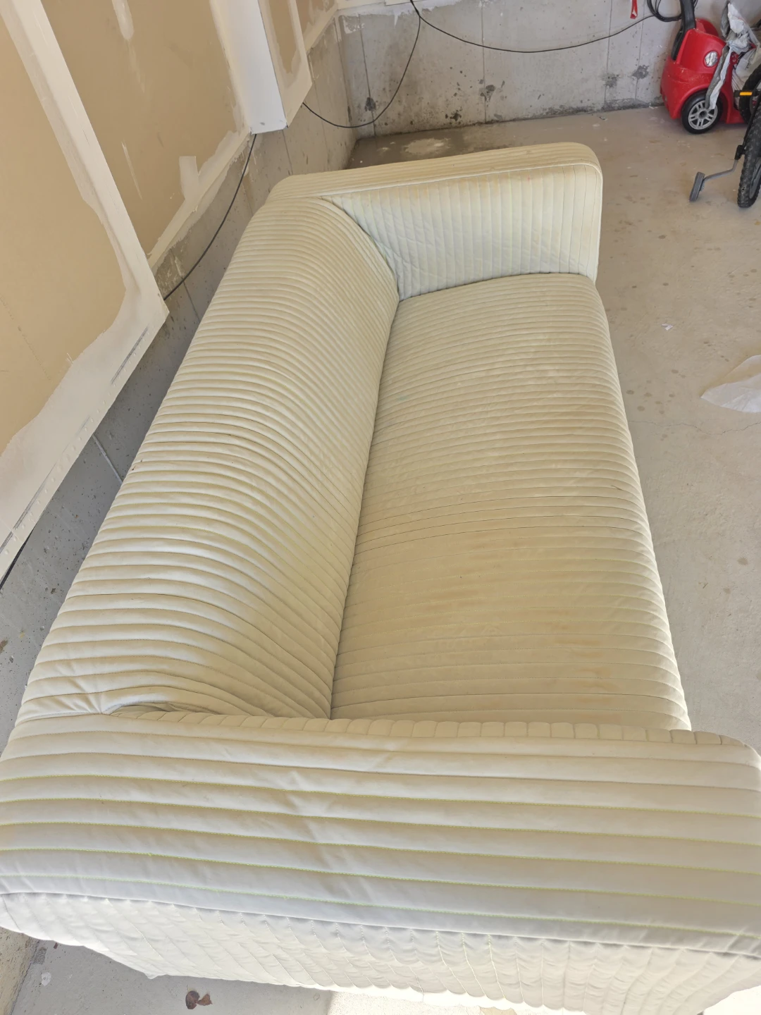 Cream Ribbed Two-Seater Sofa