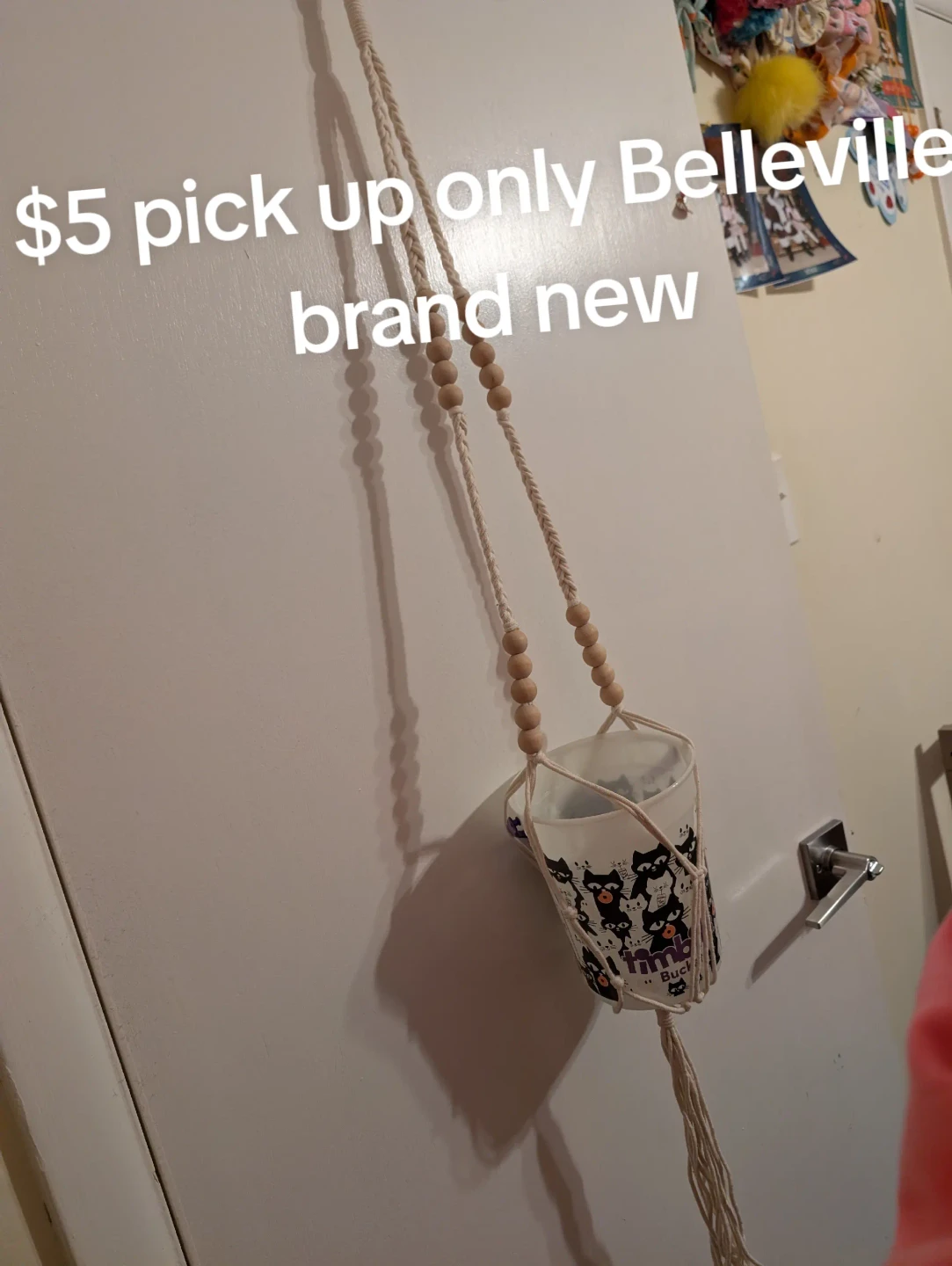 macrame plant holder brand new. bucket showing for size