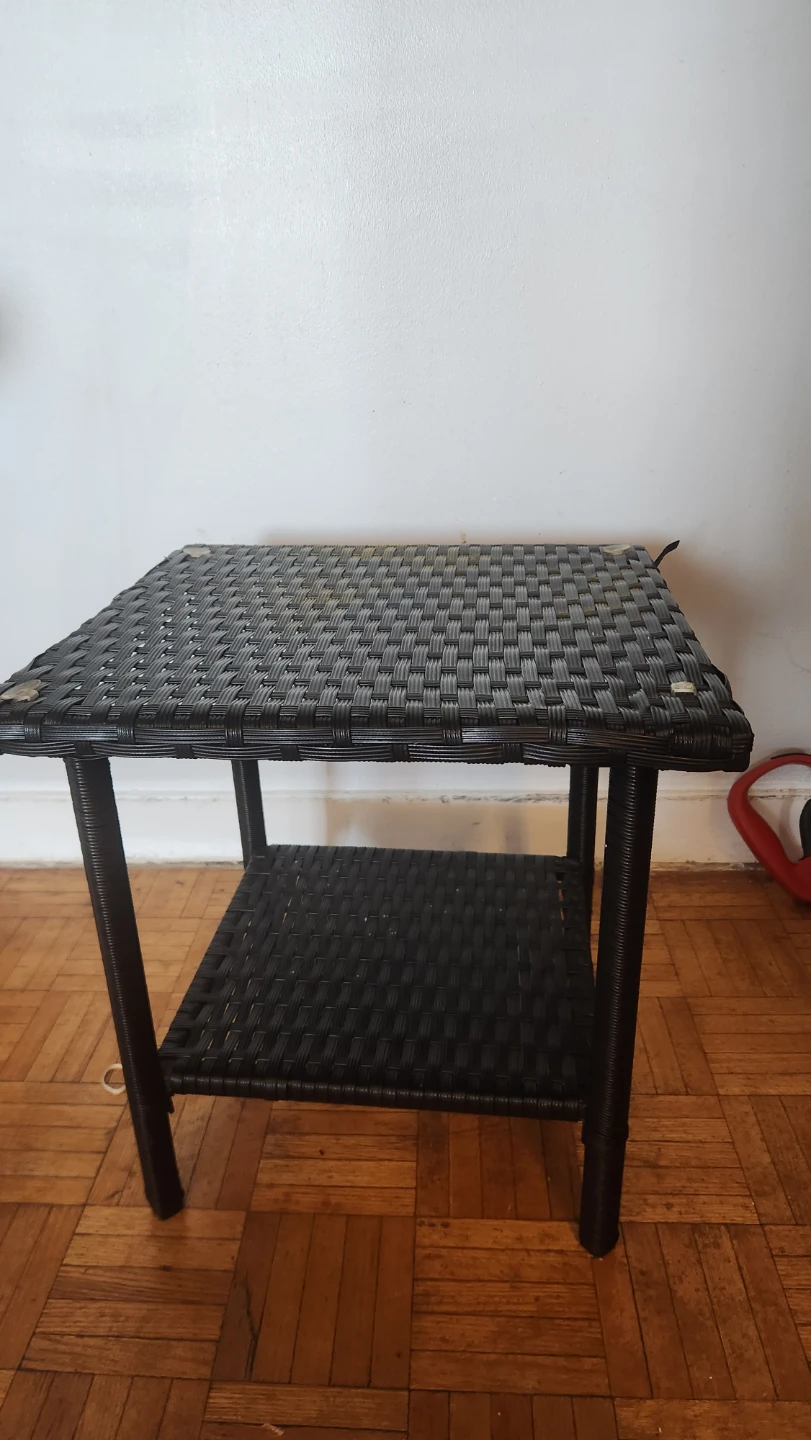 Black Wicker Side Table