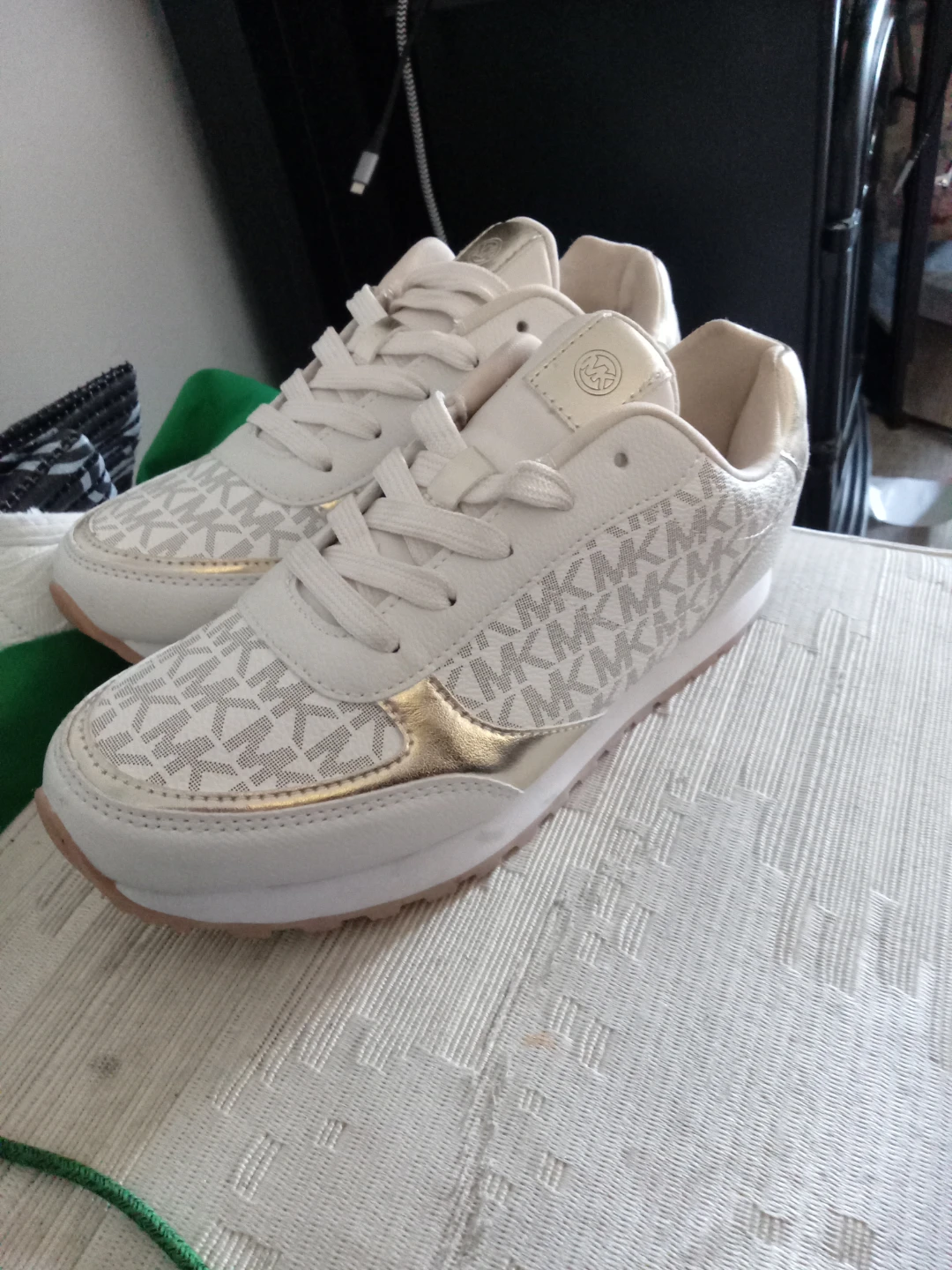 Michael Kors sneakers, white and gold
