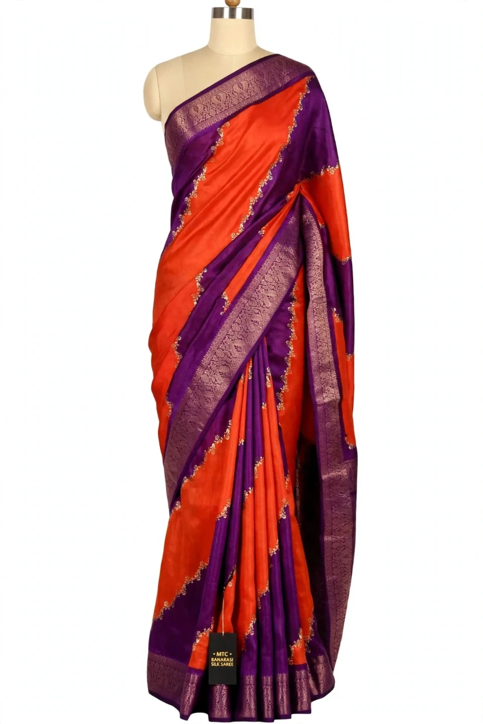 MTC Dola Silk Saree - Orange and Purple - photo 2