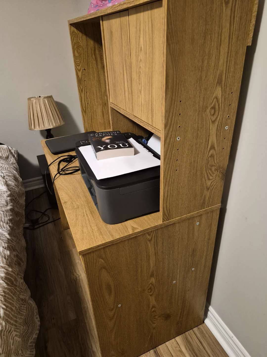 Oak Finish Desk with Hutch and Storage - photo 2