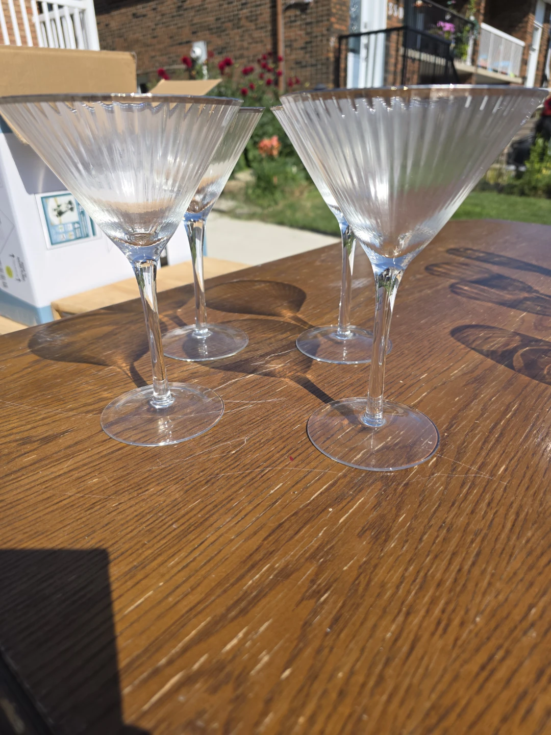 Set of 4 Ribbed Martini Glasses