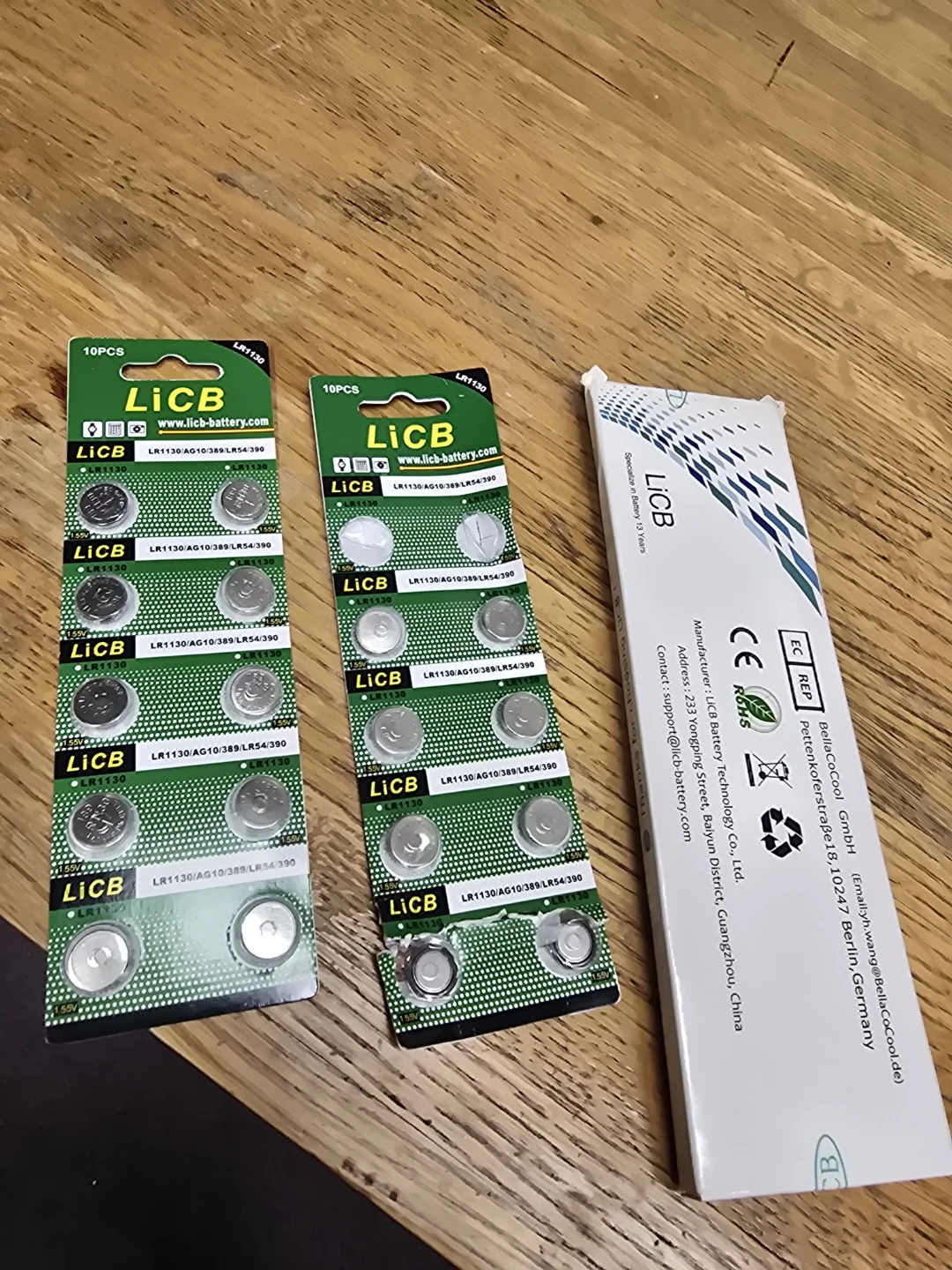 🏈LiCB LR1130 AG10 Button Cell Batteries - 20 Pack