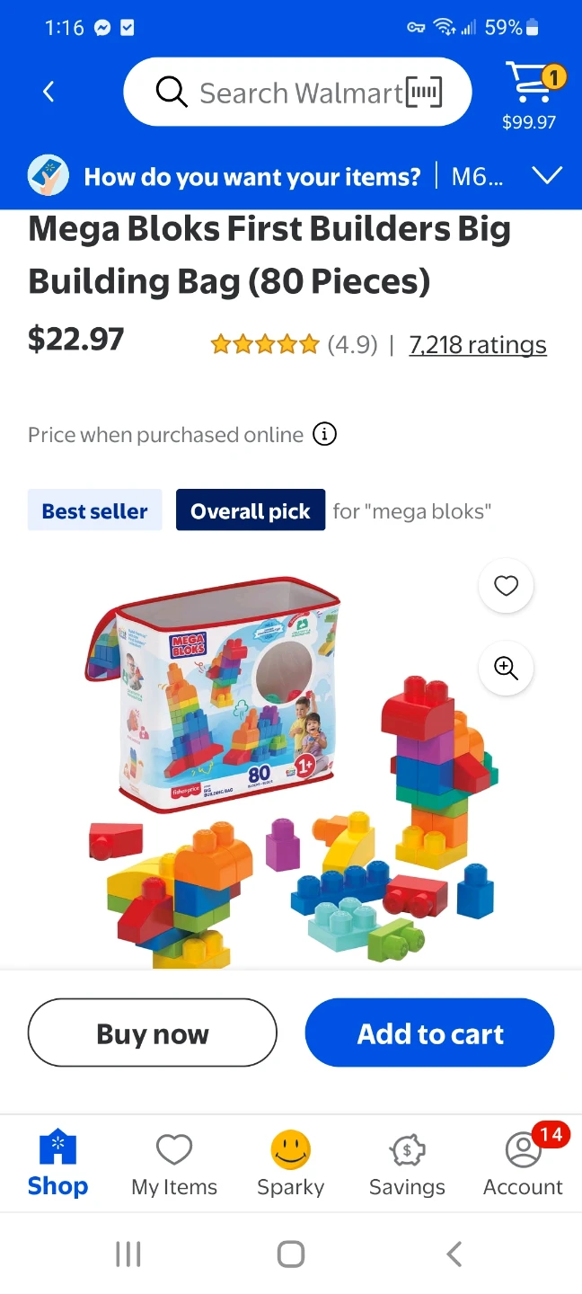 2 for $25 Mega Bloks First Builders Big Building Bag (80 Pieces) - photo 3