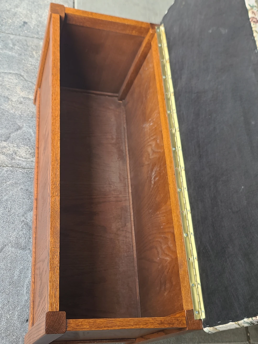 Oak Storage Bench with Floral Upholstered Seat - photo 5