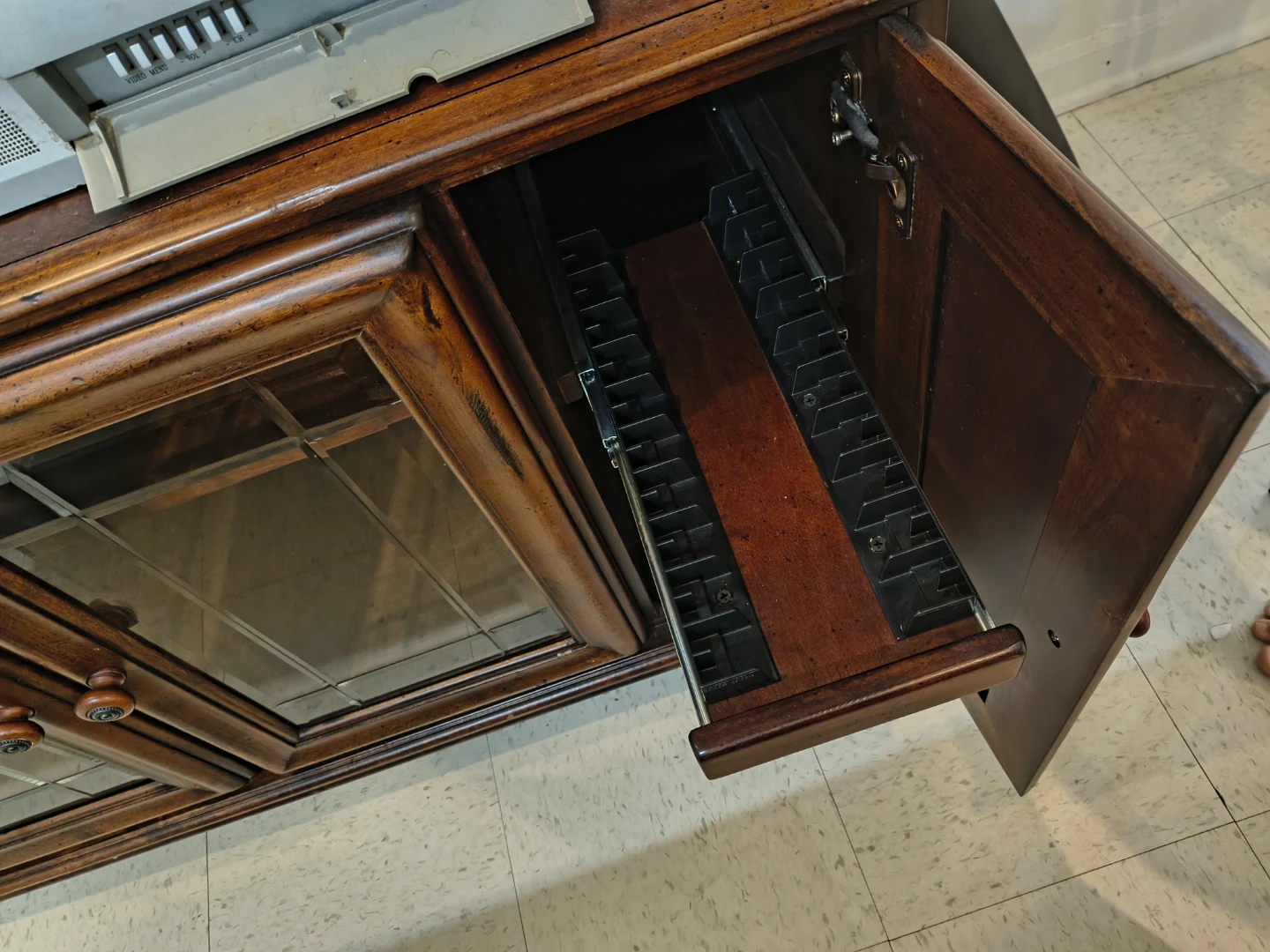 Traditional Wood Media Console with Glass Doors - photo 2