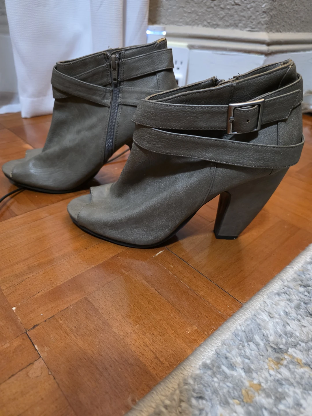 Material Girl Gray Peep-Toe Ankle Boots - photo 2