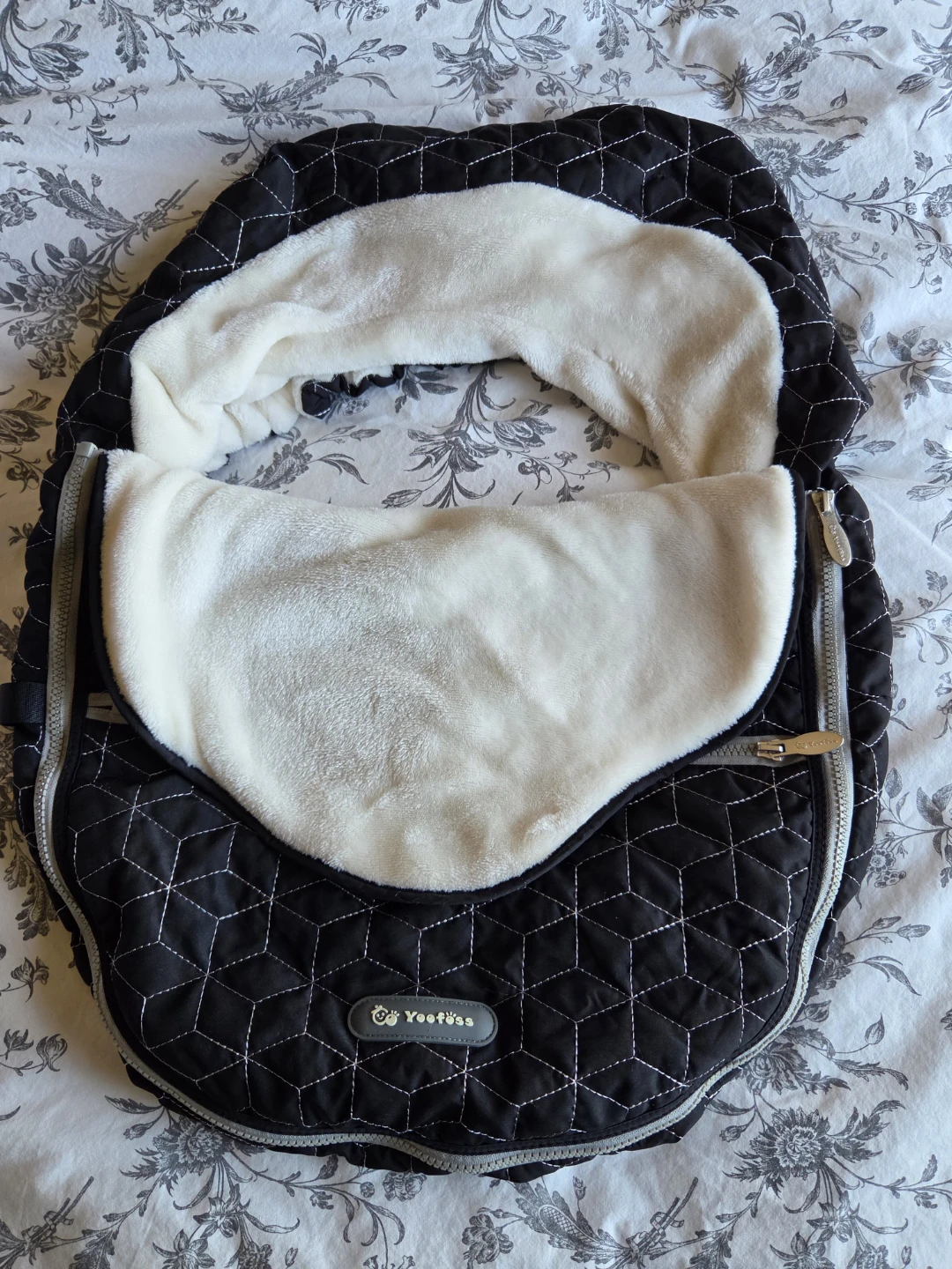 Baby Car Seat Cover - Black Quilted Winter Canopy - photo 2