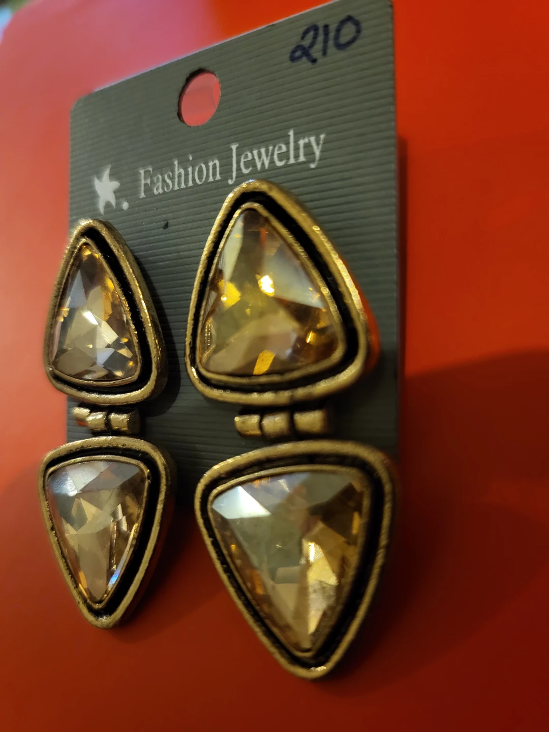 Pair of vintage look, geometric, gemstone earrings - photo 2