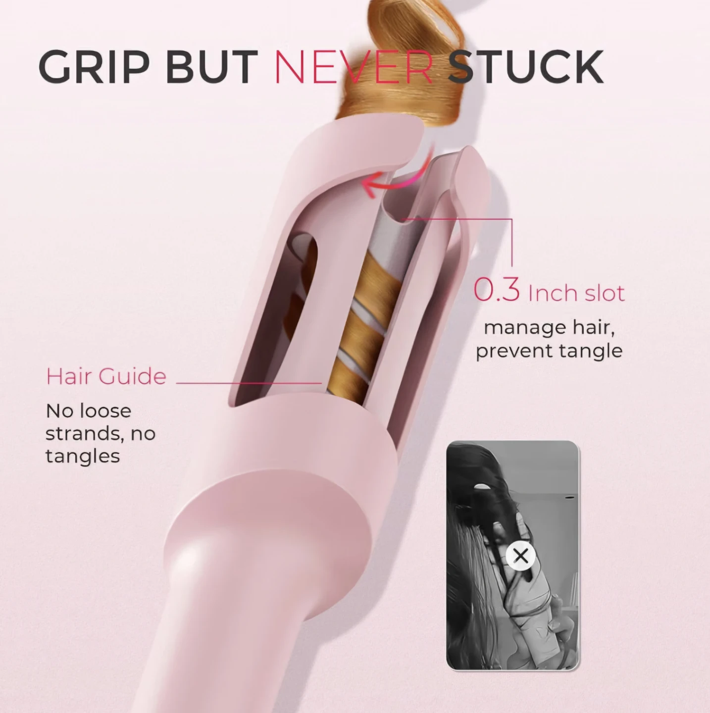 Tymo Auto Curling Iron Pink 1 inch - photo 3