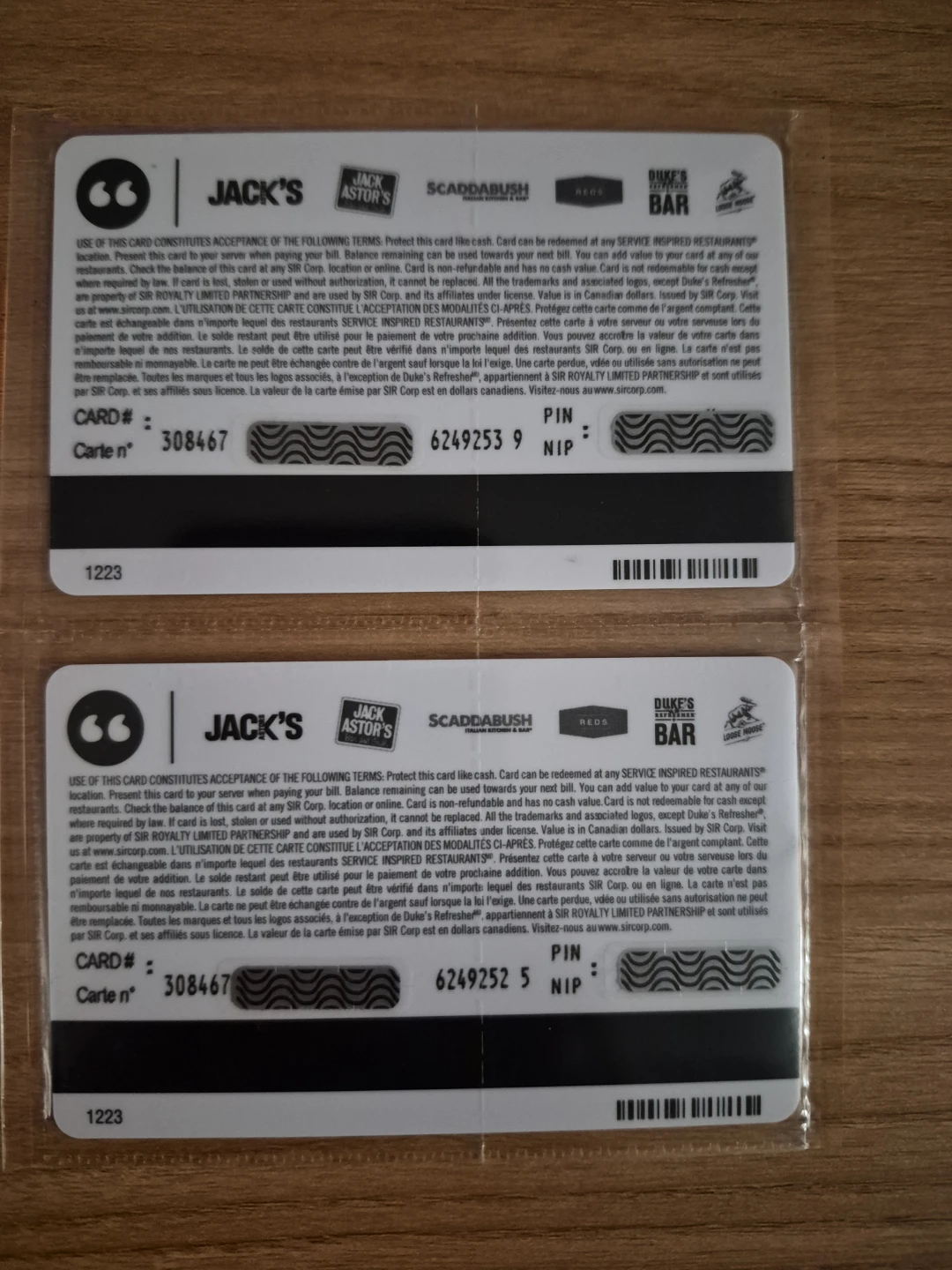 Pair of Jack Astor's Gift Cards - photo 2
