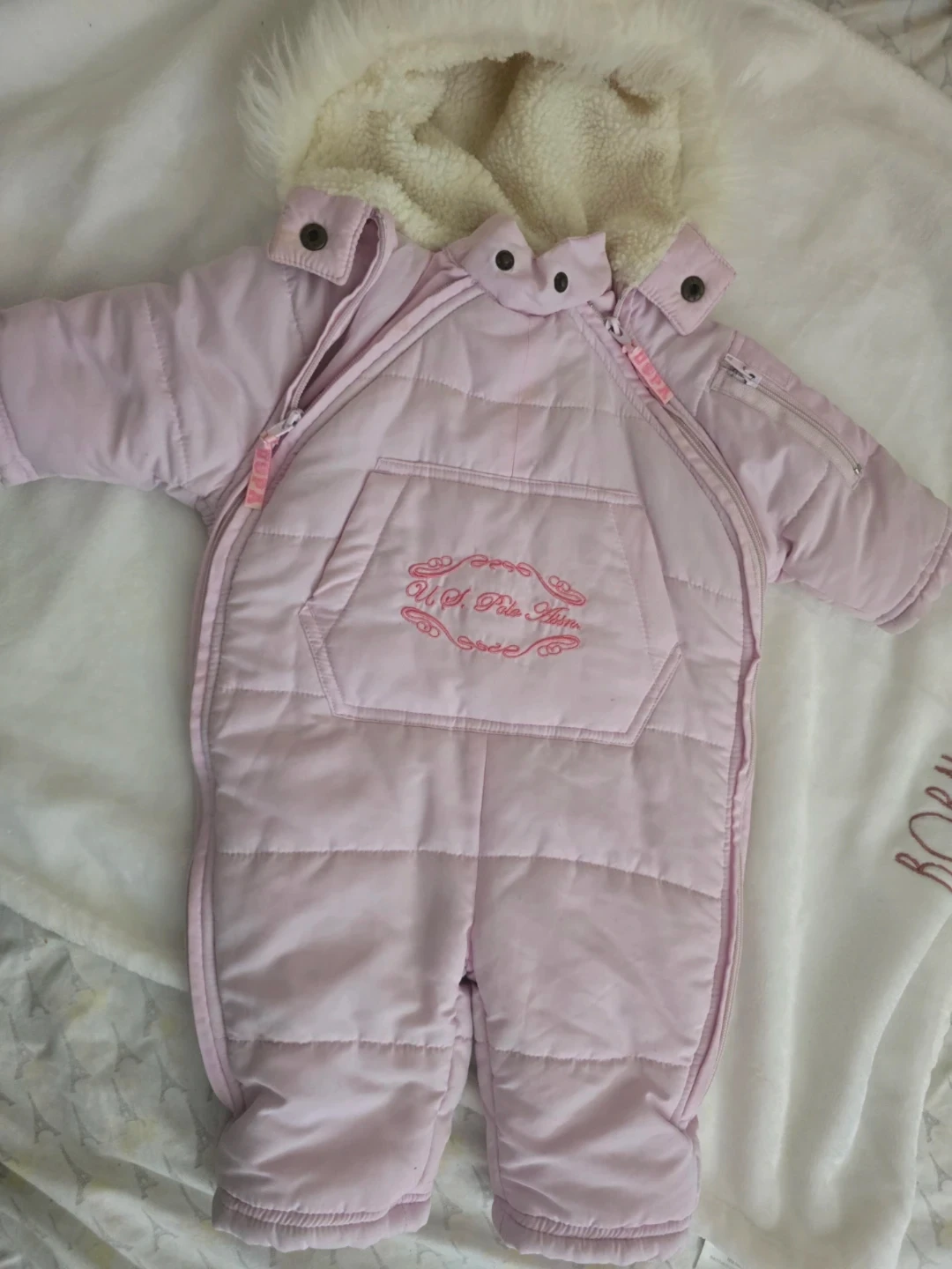 U.S. Polo Assn. Baby Pink Puffer Snowsuit - photo 2