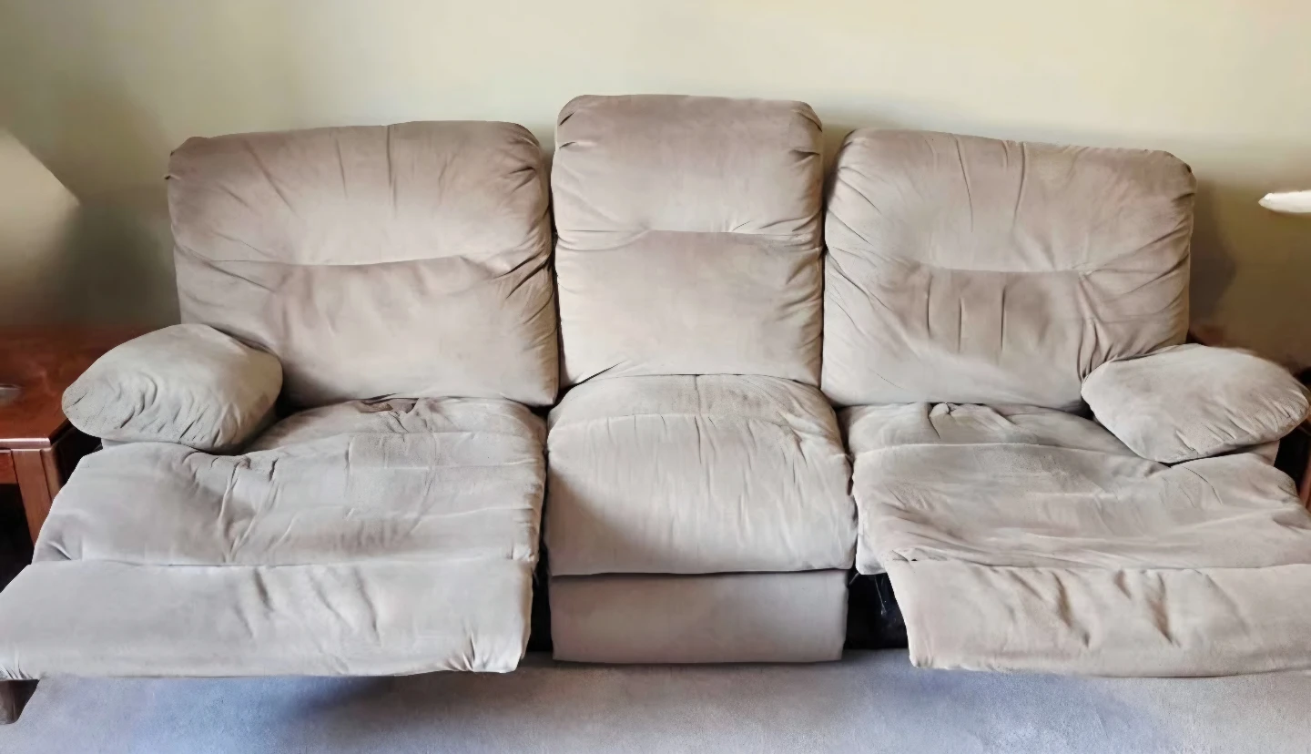 Beige Reclining Sofa & Chair - Manual