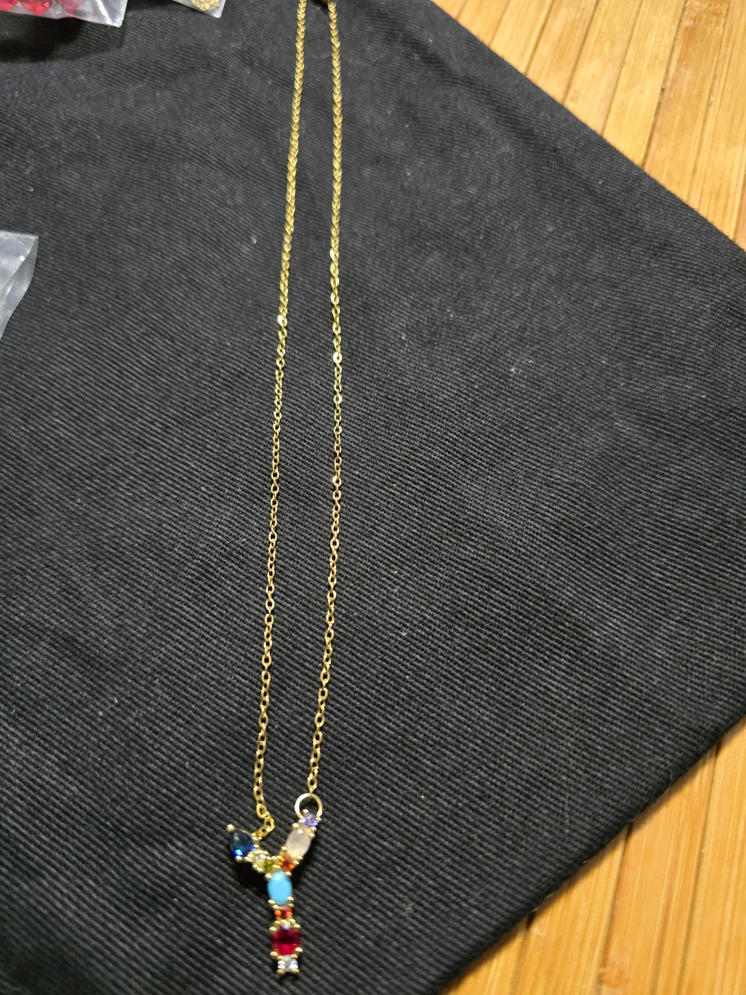 Initial Letter Necklace with Multicoloured Stones