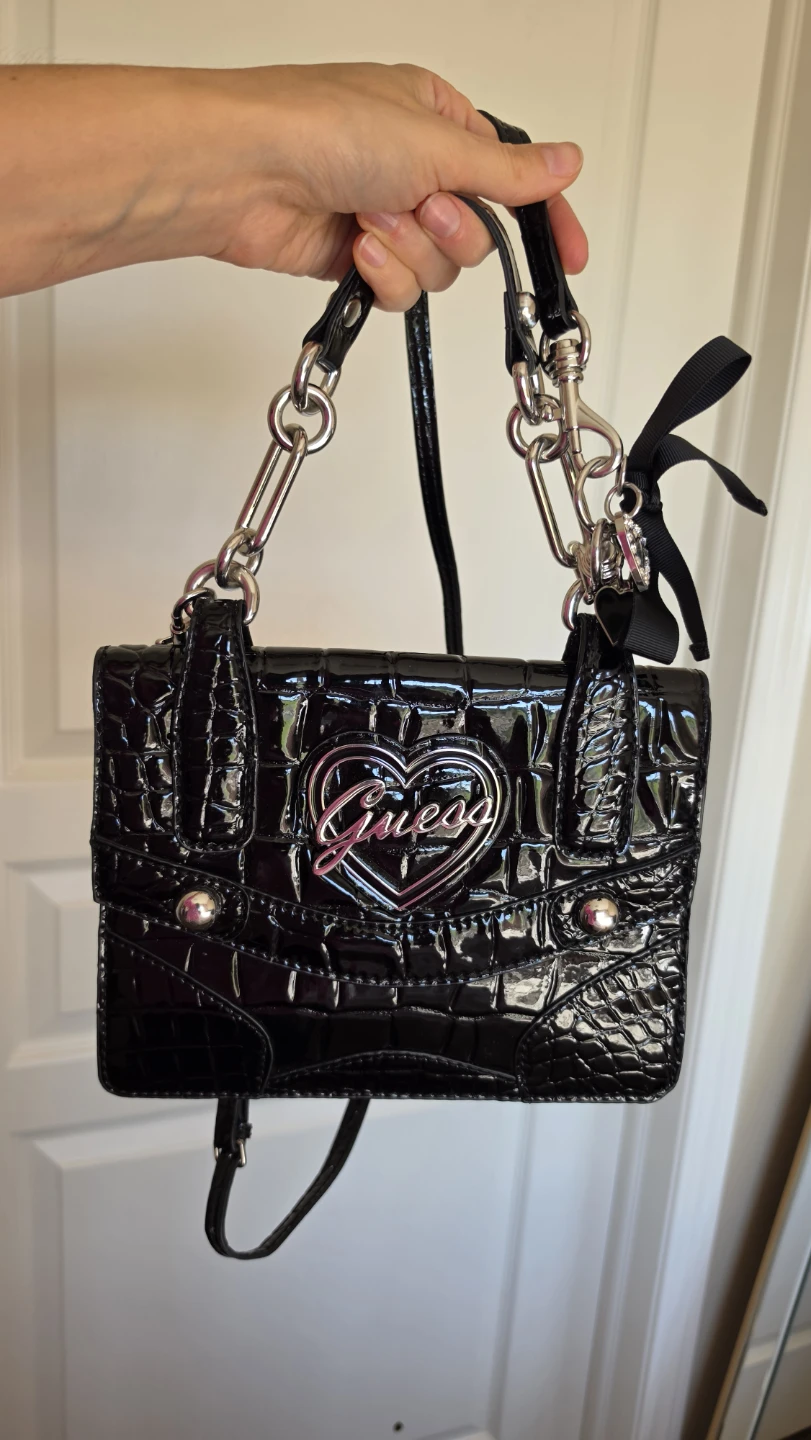 Guess RetroCroc Black Heart Bag - Y2K Vintage