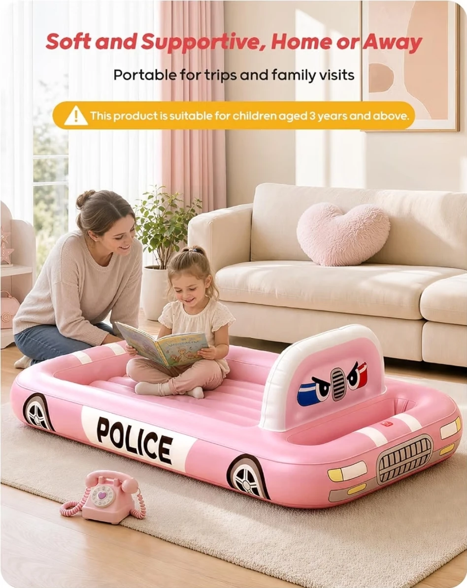 Pink Police Car Inflatable Bed for Kids - photo 4