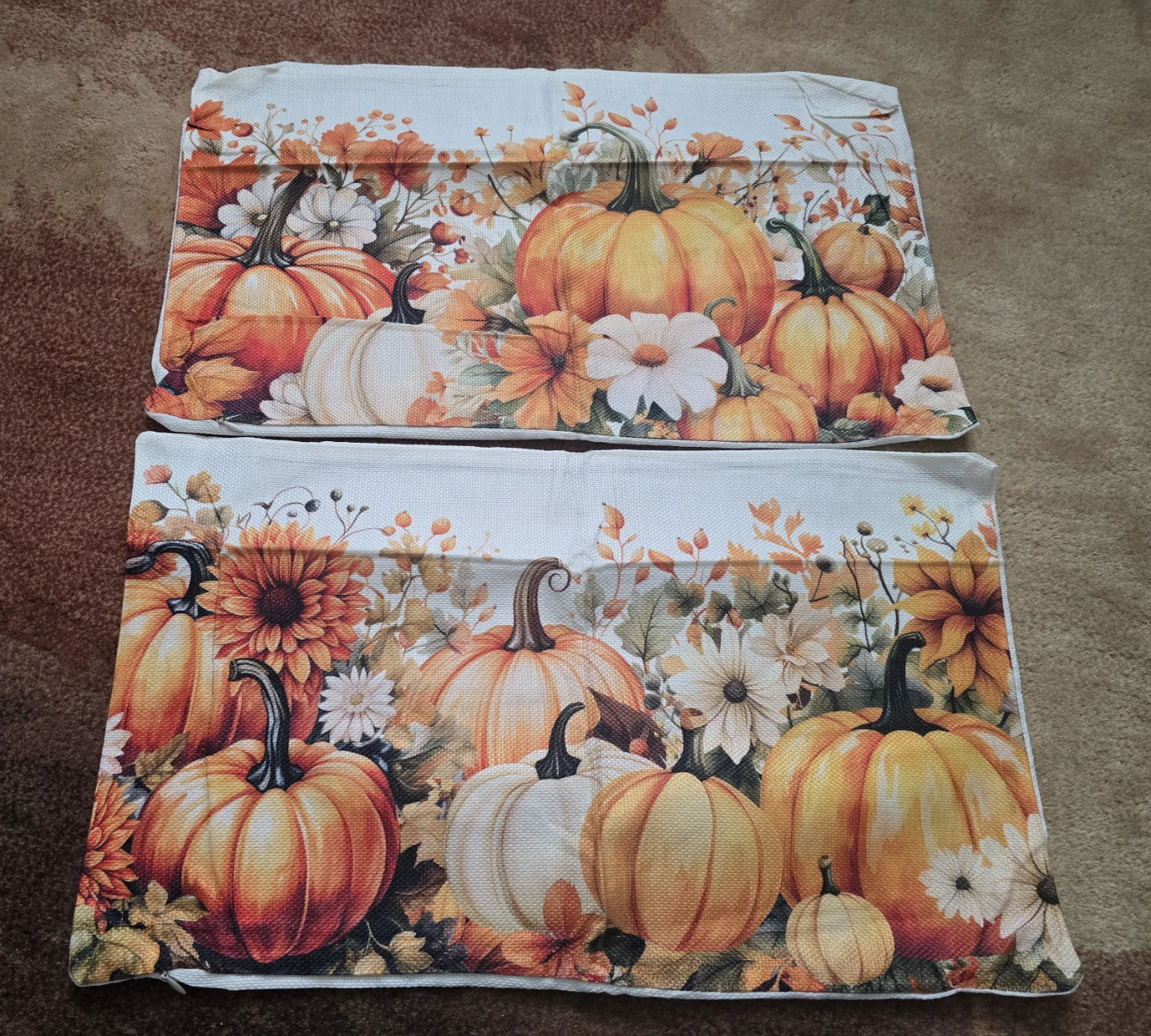 Set of 2 Autumn Pumpkin Cushion Covers