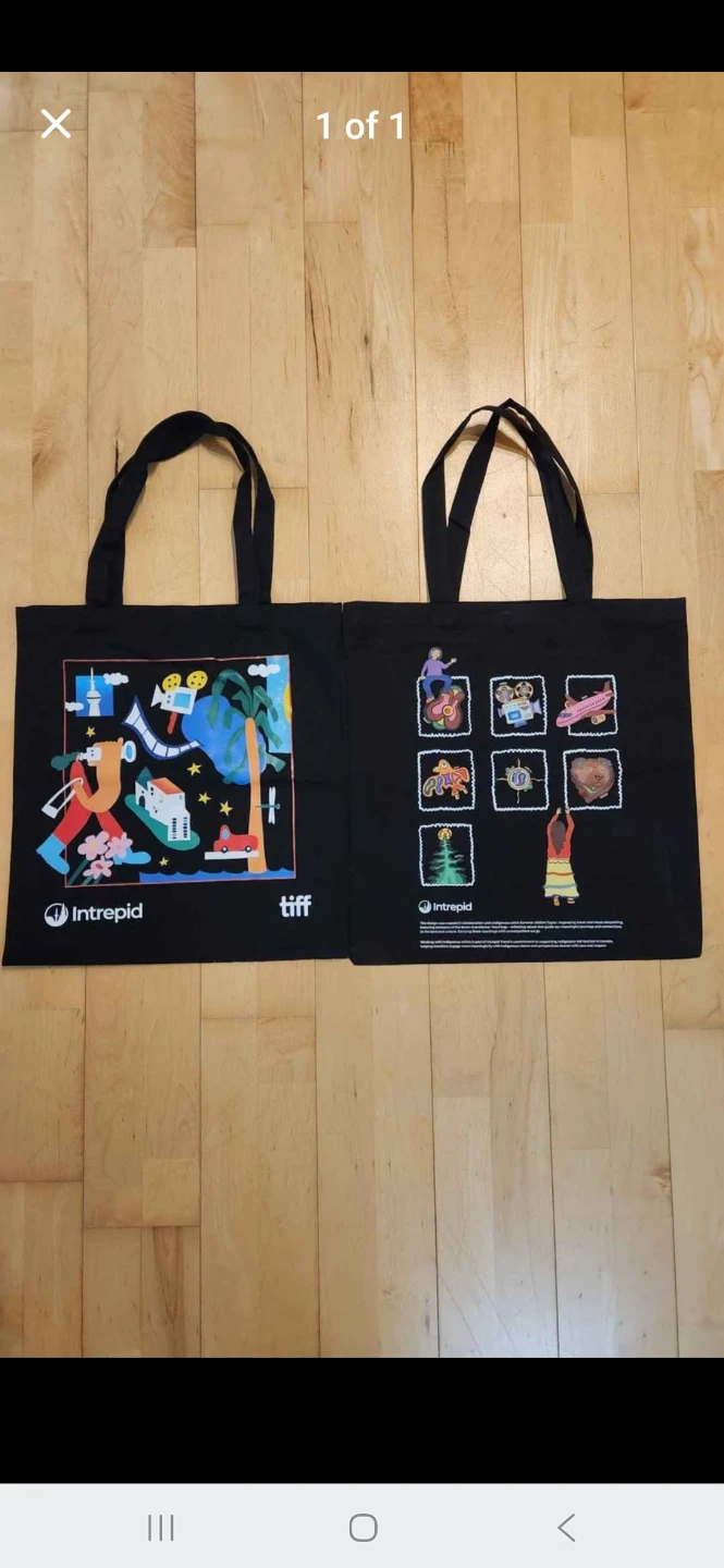 Black Intrepid & TIFF Pattern Tote Bags