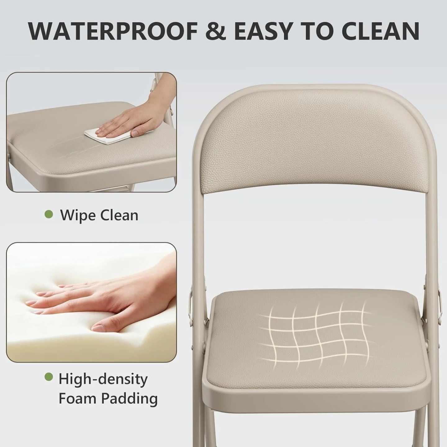 Space-saving folding chair in beige - photo 3