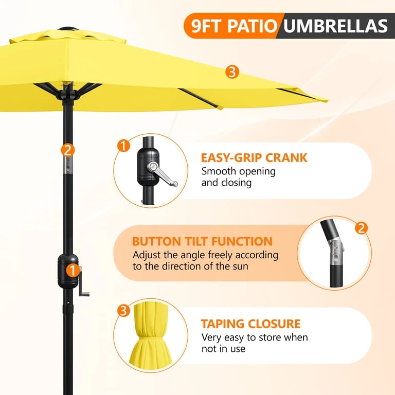 NEW In Box Yellow 9ft Patio Umbrella - photo 4