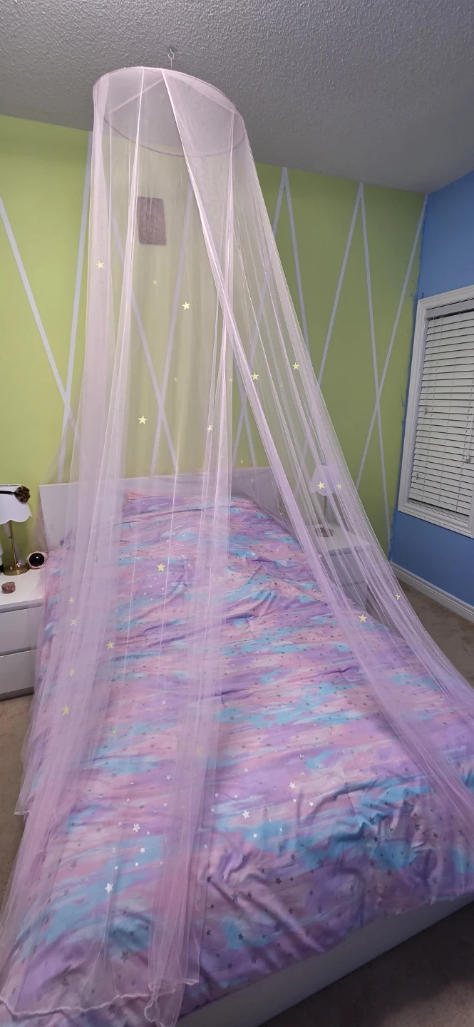 Pink Star Canopy Bed Netting
