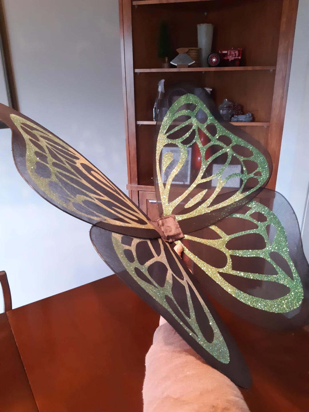 Green Glittery sheer fairy Wings Halloween costume accessory