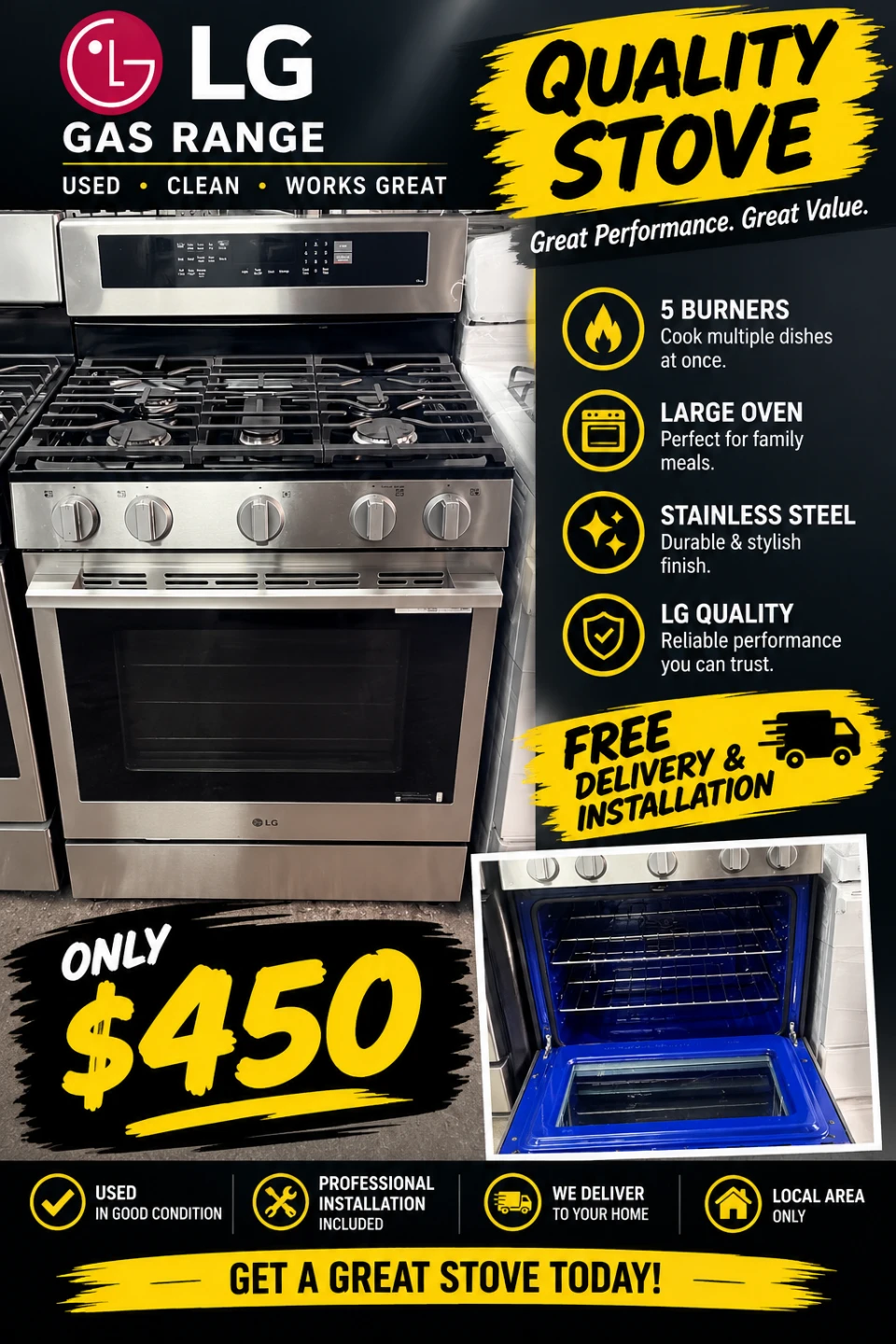 LG 30in stainless Steel Gas Range