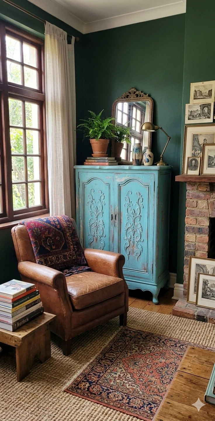 Distressed Light Blue Accent Cabinet - photo 2