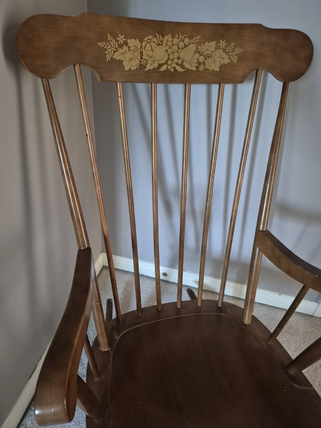 Wooden Rocking Chair with Floral Decal - photo 3