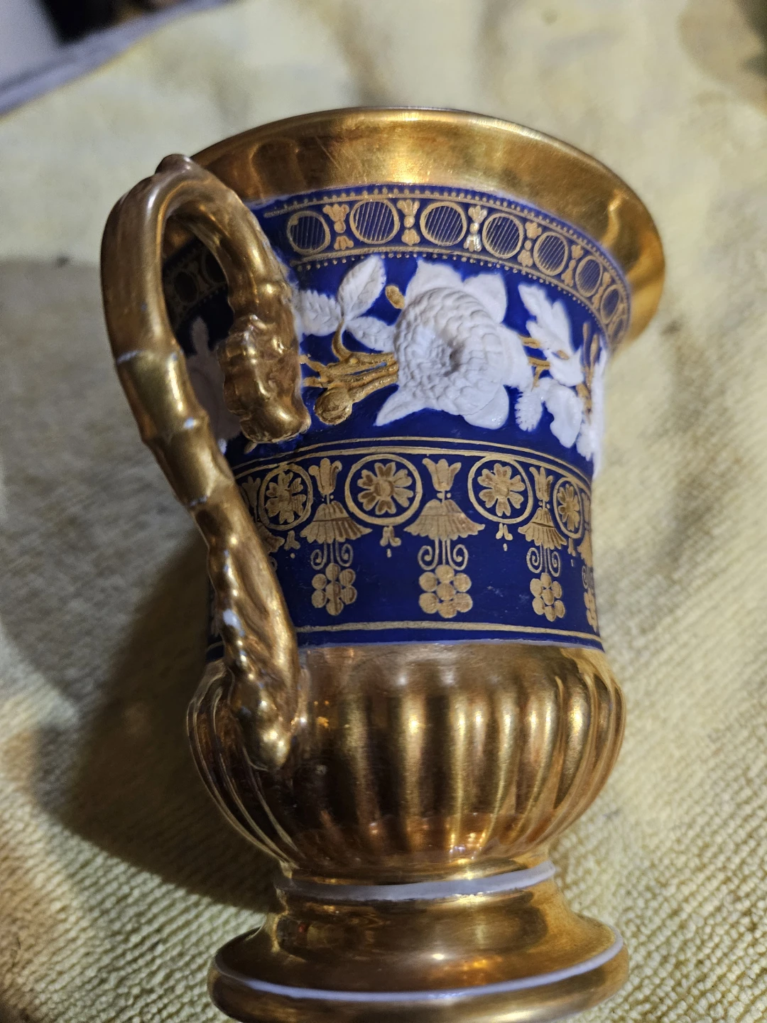 Vintage Cobalt Blue and Gold Porcelain Teacup - photo 5
