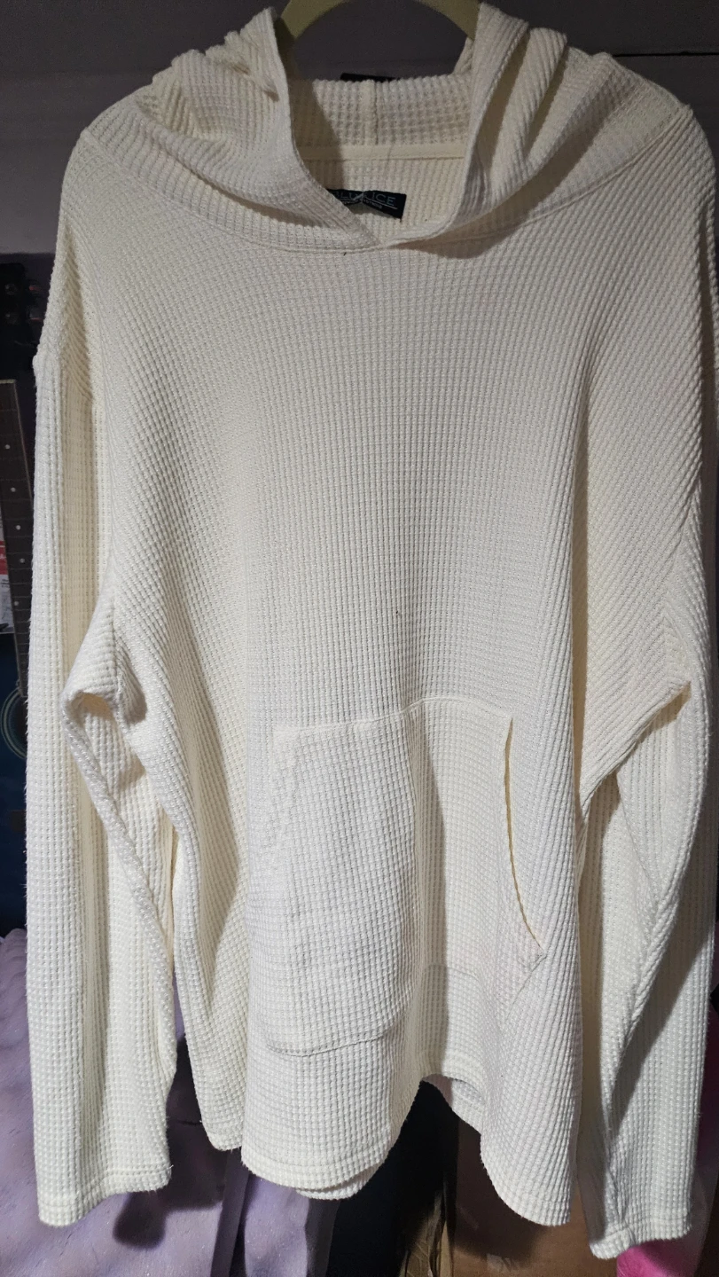 Blue Ice Waffle Knit Hoodie - Natural - Size Large