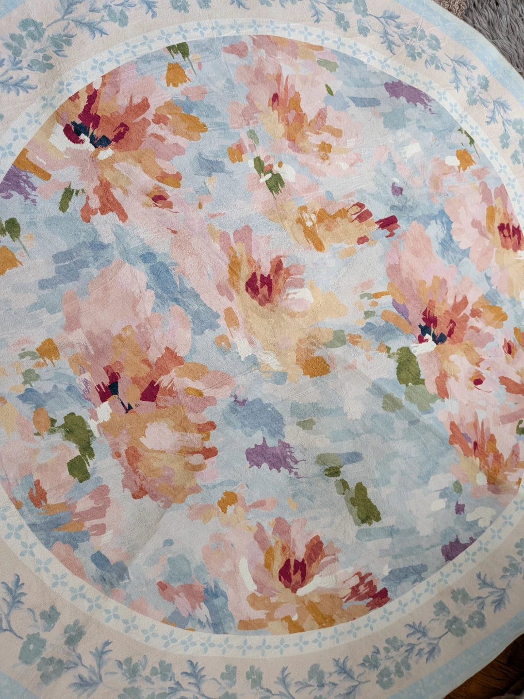 WASHABLE ROUND RUG 6FT BLUE CIRCLE CARPET - photo 2