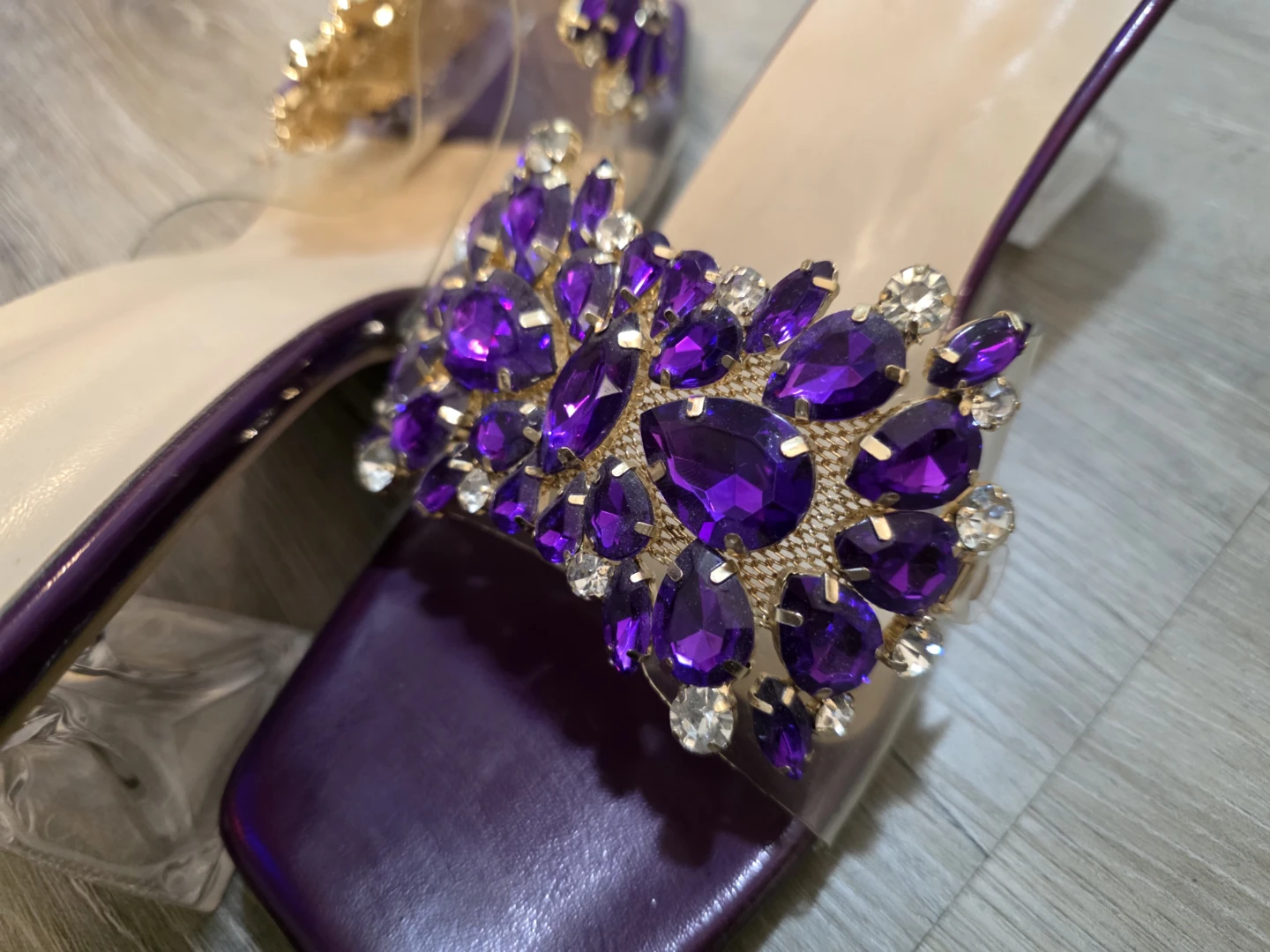 Purple Bejewelled Heels Size 41 - photo 3